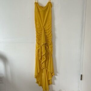 Elegant Yellow Ruched Dress